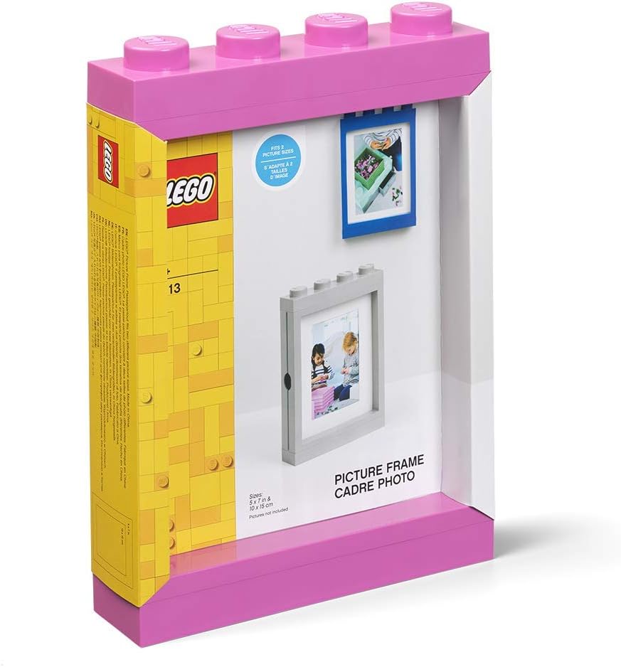 Room Copenhagen Lego Picture Frame - Stackable, Tabletop or Wall Display Photo Frame, Fits 5 x 7 in Photos, Pink