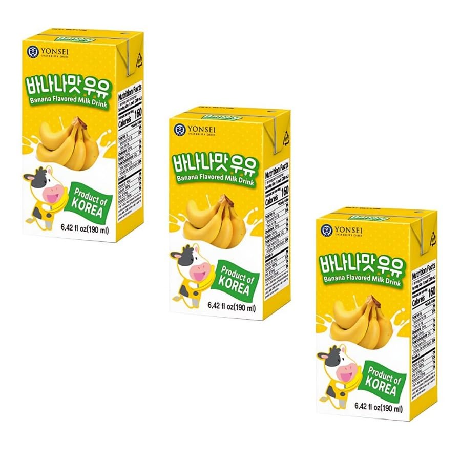 03 Bebida Coreana De Leite Com Banana Yonsei Importada 190ml