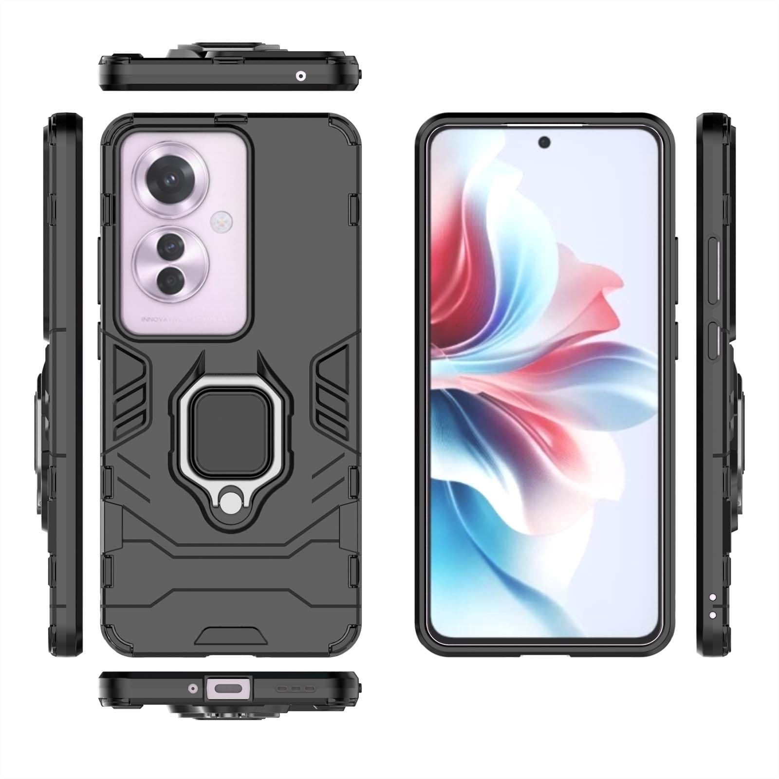 Custodia LIUZIHAN Per Oppo Reno 11F 5G – Cover Antiurdo Con Supporto Integrato, Morbida TPU E Rigida PC, Protezione 360°, Nero - 2