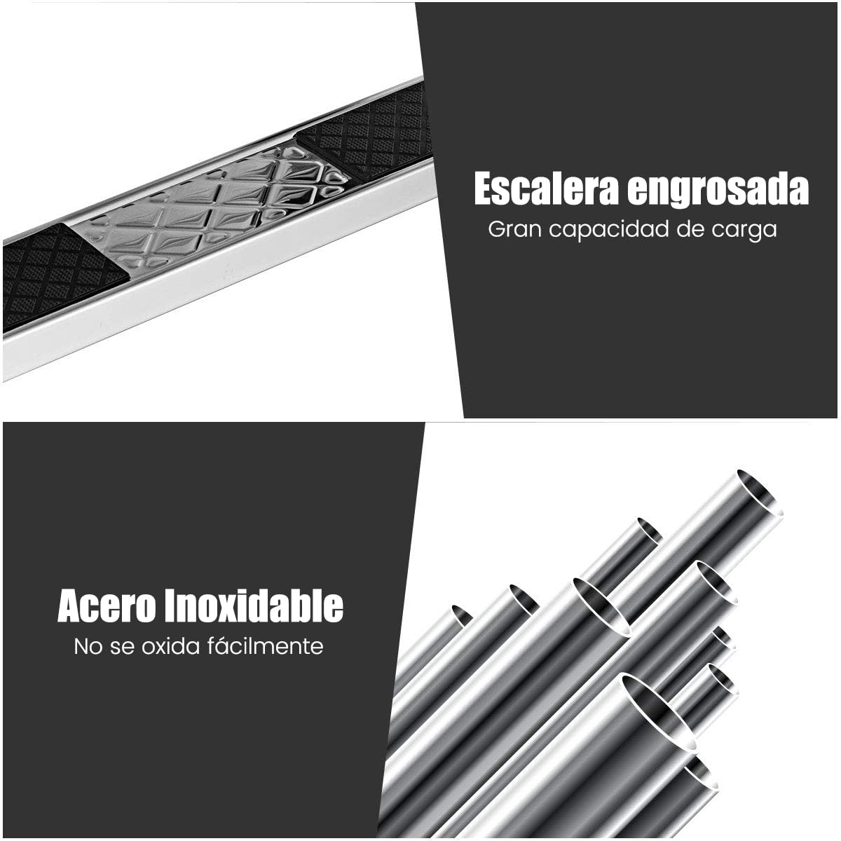 RELAX4LIFE Escalera de Piscina de Acero Inoxidable con 3 Peldaños Antideslizantes, Escalera Piscina Desmontable para Piscina, SPA y Parques Acuático, Carga 150kg, 55x25x132,5cm, Plateado