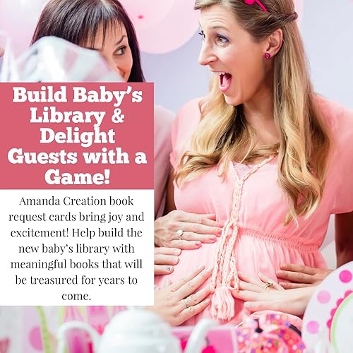 Miniatura 5 de Amanda Creation Tarjetas de vaca floral rosa acuarela "Bring a Book" para baby showers, 20 tarjetas de inserción de doble cara de 2.5 x 4 pulgadas,