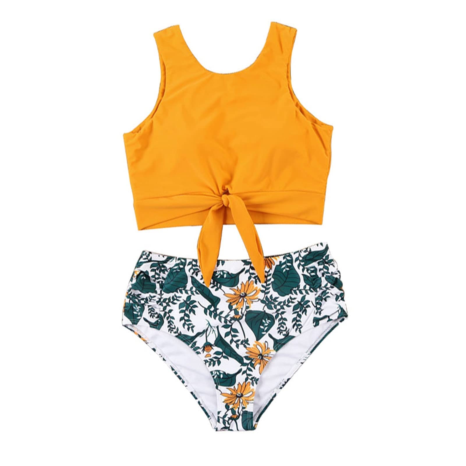 Costume da Bagno a Due Pezzi Bikini a Vita Alta Costume da Bagno Biquini con Stampa a Pois Sexy Costume da Bagno a Due Pezzi da Donna Costume da Bagno Floreale Costume da Bagno Taglie Forti (E XL)