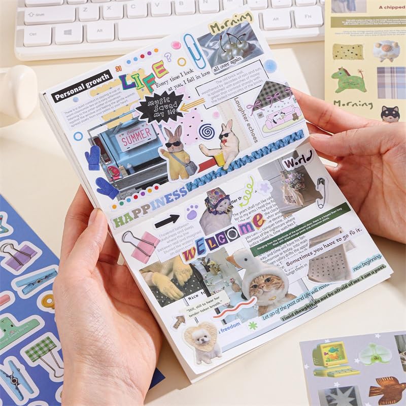 Image of Girl's Korean Sticker Book, Food and Daily Life Theme - 1300+ Cute Dream Style Foodie Stickers, for DIY Scrapbooking Journaling Handbook Decoration Cute
