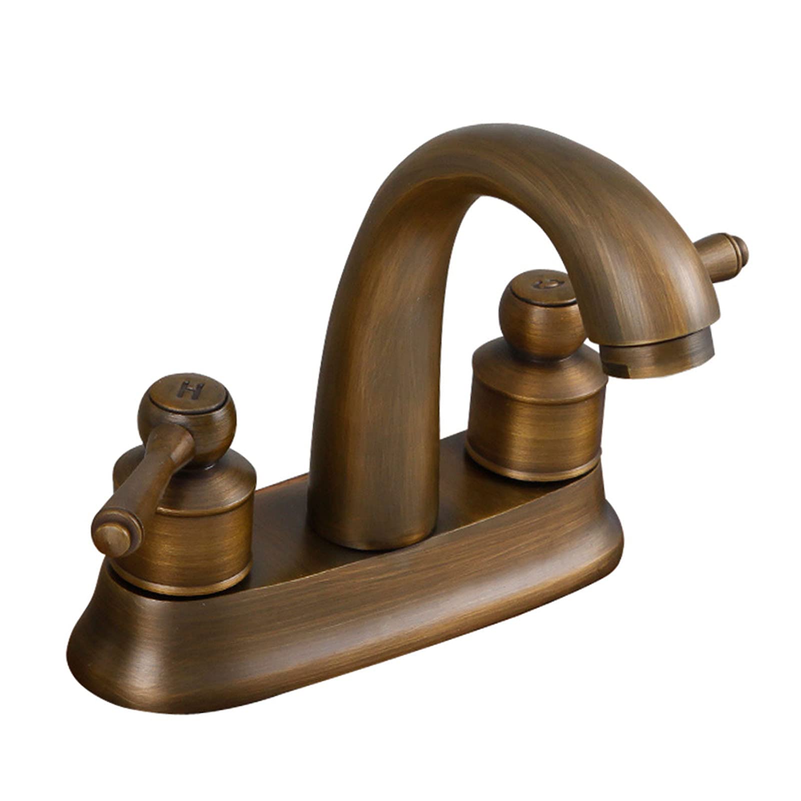 Faucet Bathroom Antique Brass, 4" Centerset Bathroom Sink Double Handles Cross Knobs Vessel Sink Deck Mount Basin Mixer Tap