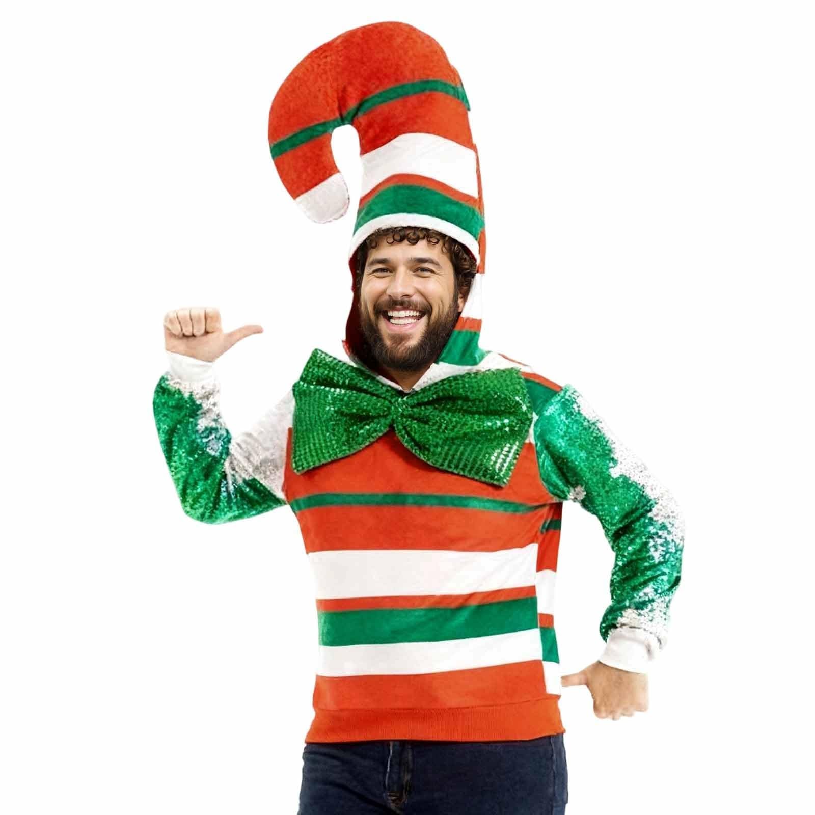 Langarm-Kapuzenshirt für Erwachsene, Rentier-Motiv, Pailletten
