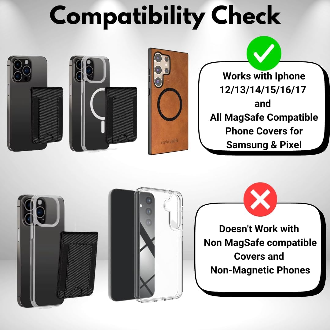 SU.Snap Magsafe Wallet Compatible with MagSafe for iPhone 17/16/15/14/13/12 Series, 8-Card Slim Phone Wallet Holder with Elastic Back, Vegan Leather Minimalist Magnetic Wallet Stand - Image 9