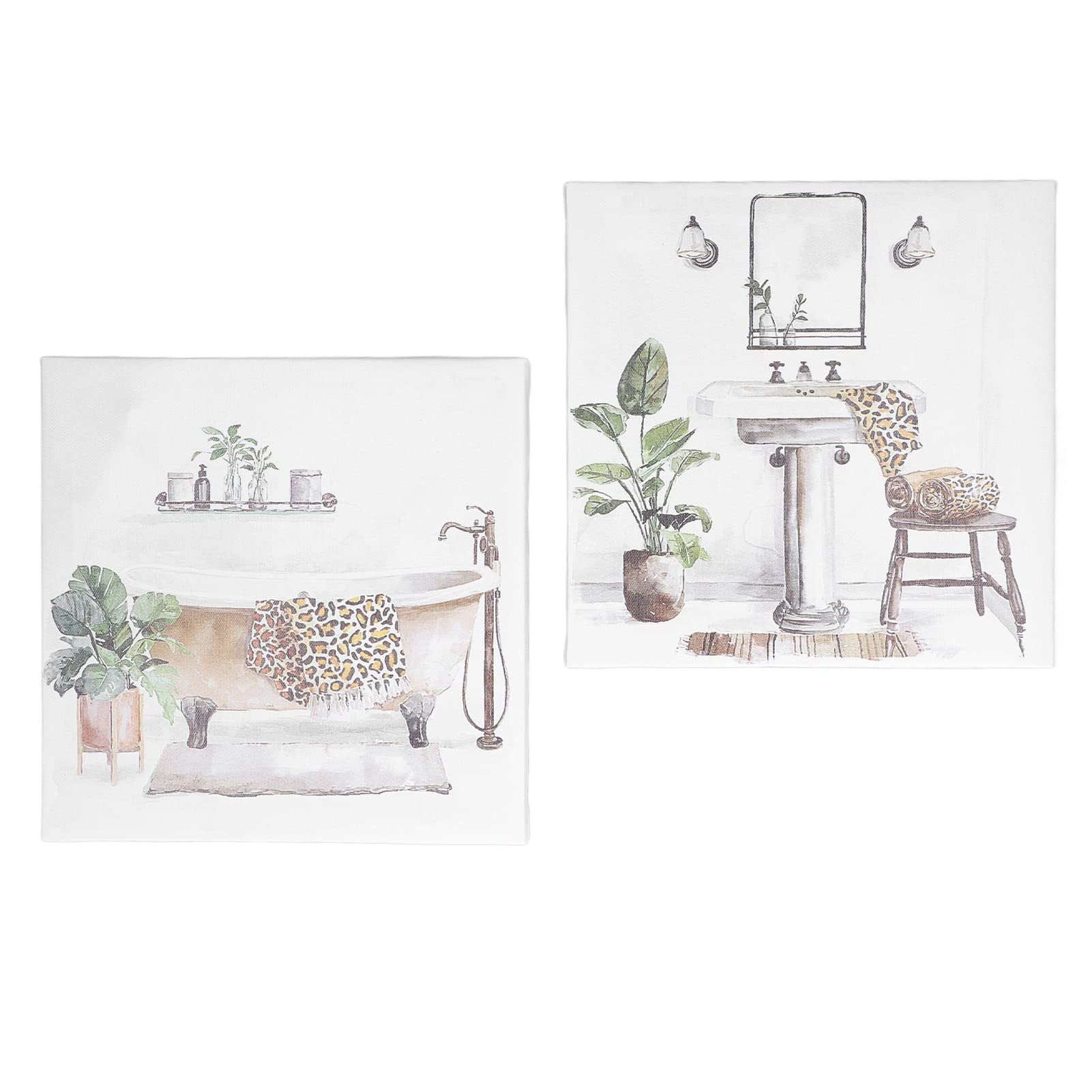 Natudeco Cuadros de Arte de Pared, Cuadros de Arte de Pared de Flores a Prueba de Agua con Marco Interior Decoraciones de baño de tamaño pequeño Moderno para Pared Sala de Estar Hogar