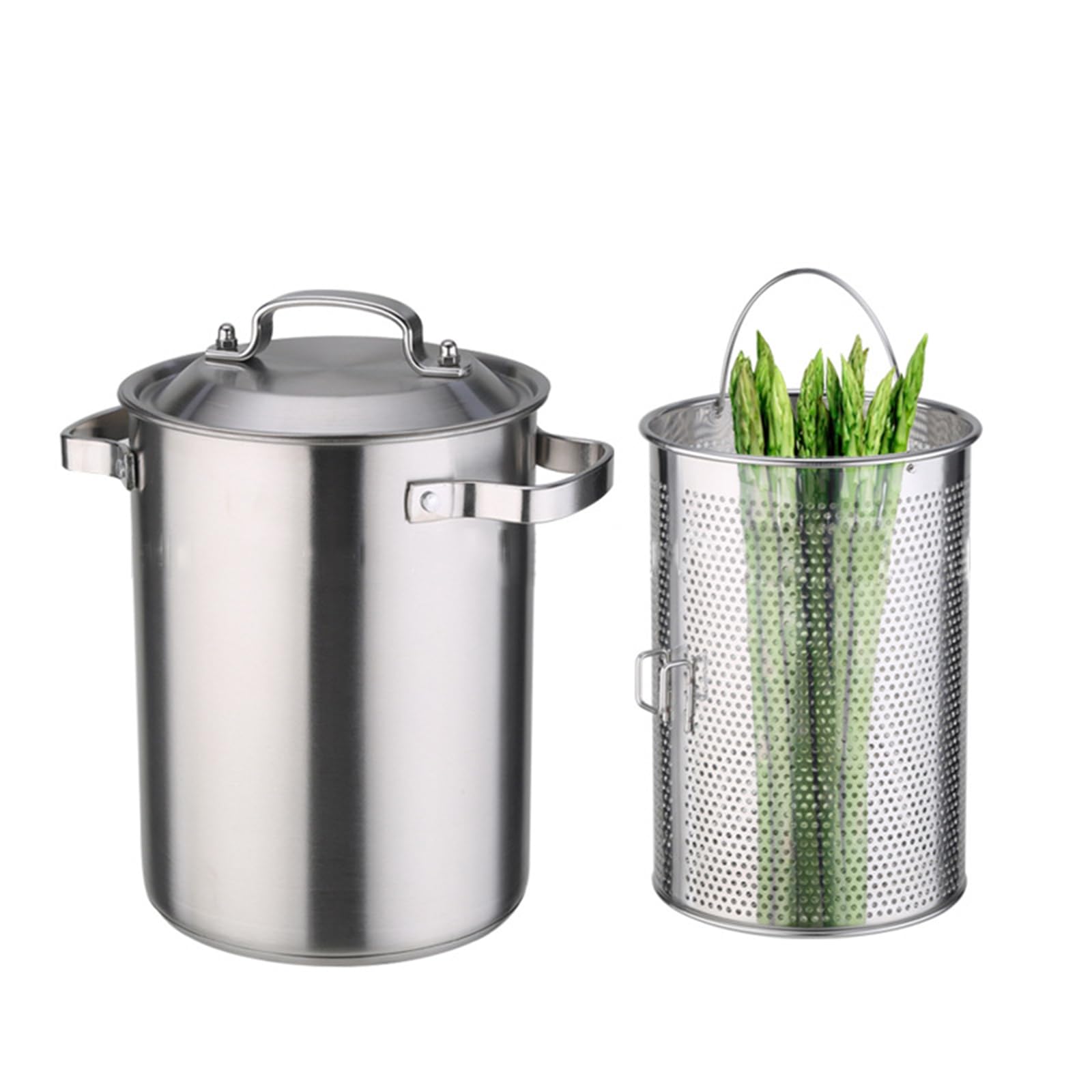 Pentola per pasta di verdure con cestello interno e coperchio, in acciaio inox, spaghetti, pasta, fornello, corpo alto, casseruola per cucina, patatine fritte, pollo