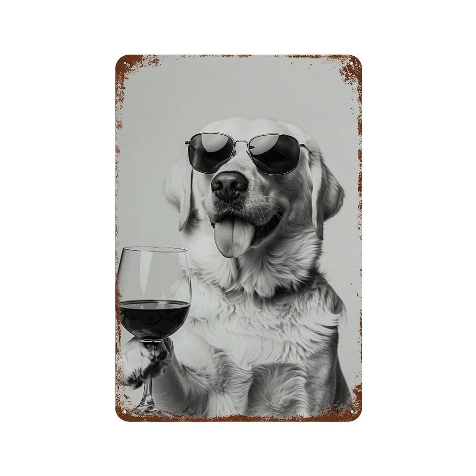 xiaoxiaoshen Labrador Red Wine Wall Art_ Wall Decor Art Metal Tin Poster Modern Home Decor Art Home Bar Shop Decorations Vintage Sign 30x20cm