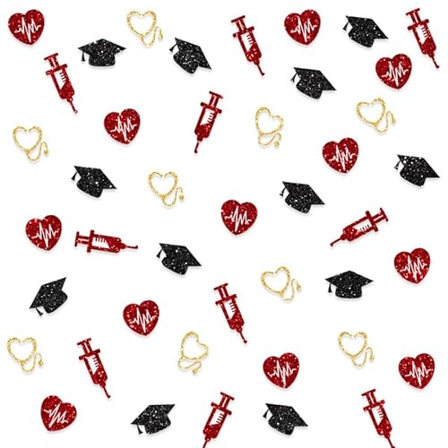 Coriandoli Decorativi per Festa di Laurea berretto, 100 Pezzi, Oro Glitter, Decorazioni per Tavolo (MODELLO 3)