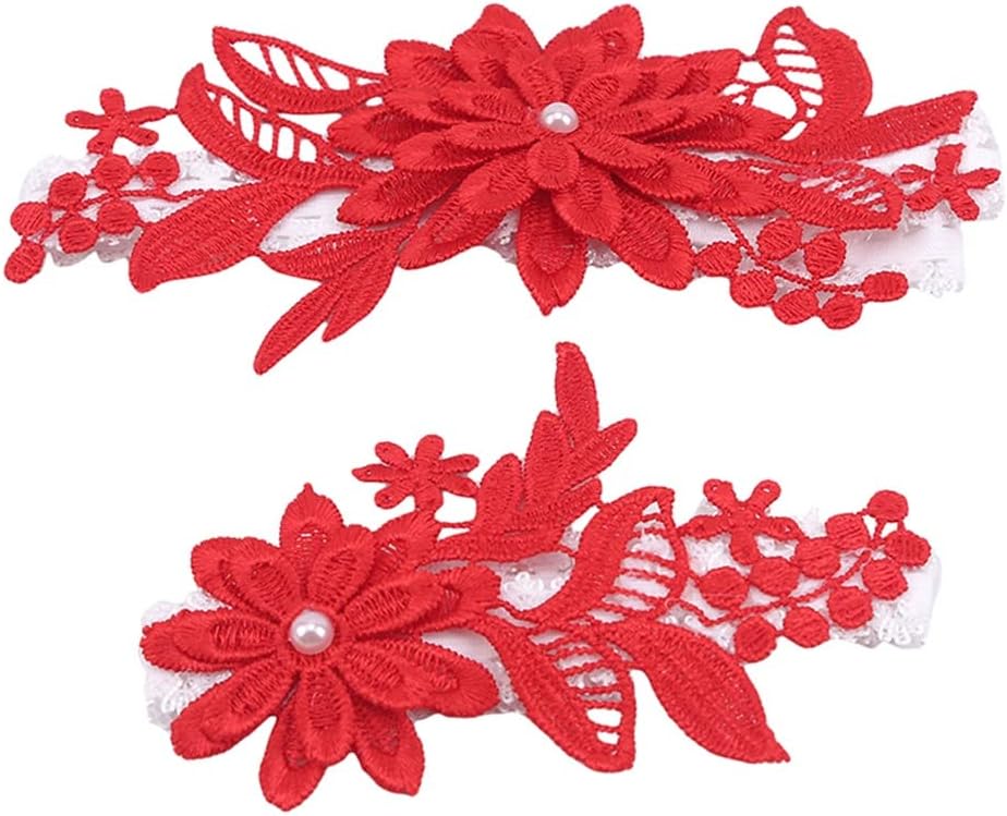 2ピース ガーター ネイビー 刺繍 フローラル セクシー ガーター 太ももリング ブライダル レース レッグ リング (色 : C,