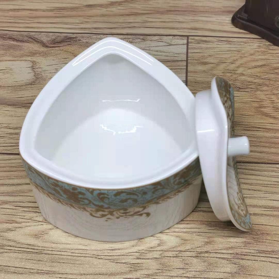 Sugar Bowl Ceramic Sugar Bowl Large Capacity Triangle Sugar Bowl with Lid Coffee Cube Sugar Bowl Creative Storage Tank is a Good Partner for Coffee Sugar Pot/Sugar Canister