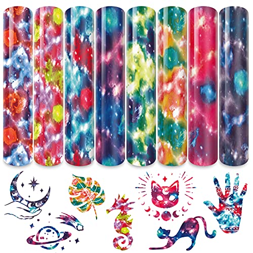 Tintnut Galaxy HTV Heat Transfer Vinyl Iron-on Sheet - 10x12 Inch 8 Color Nebula Starry Sky Galaxy Space Star DIY T-Shirts, Hats, Clothing