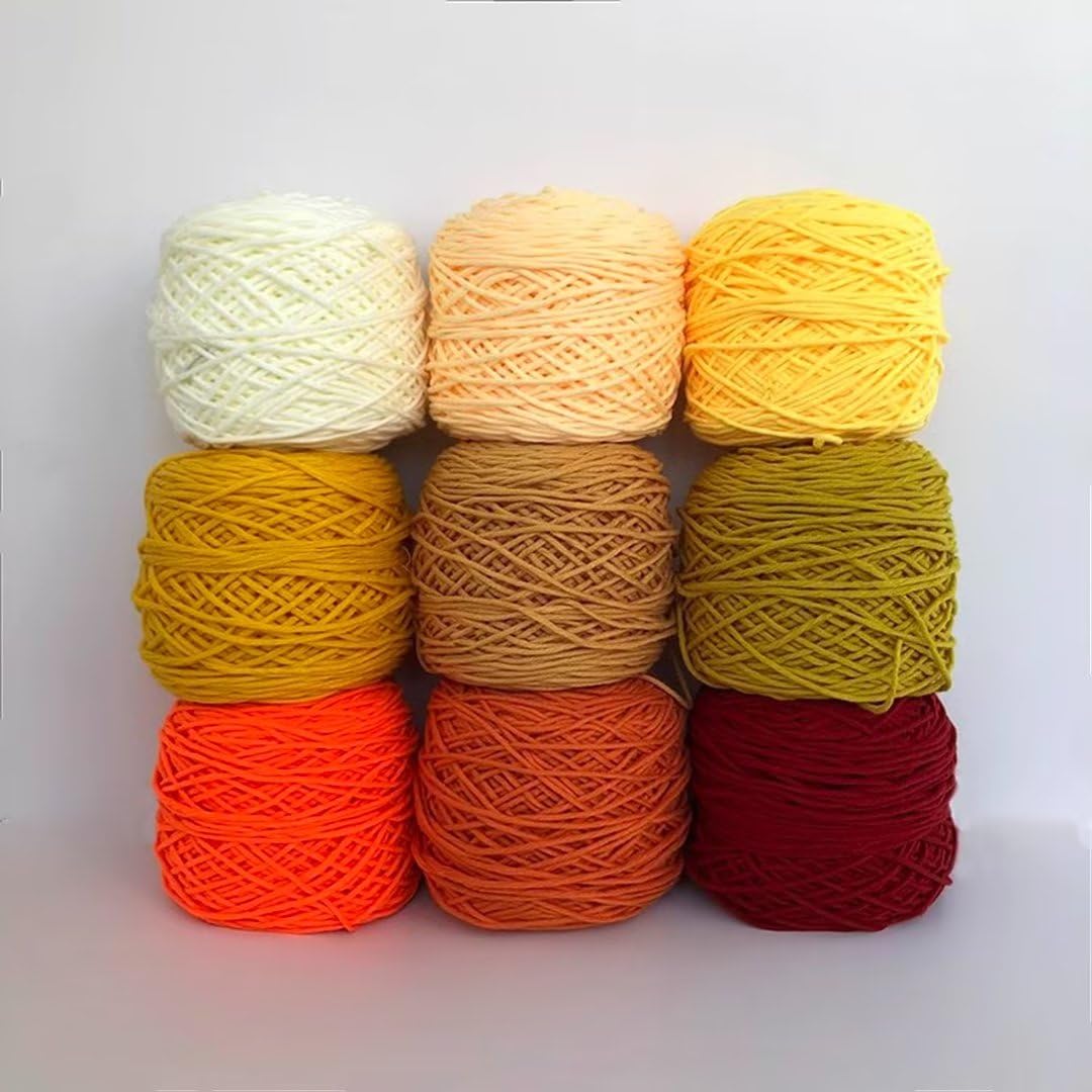 Farbiges Strickgarn, Tuftinggarn Acryl 100g/200g for Teppichherstellung Punch Needle Gelb Braun(200g ball)
