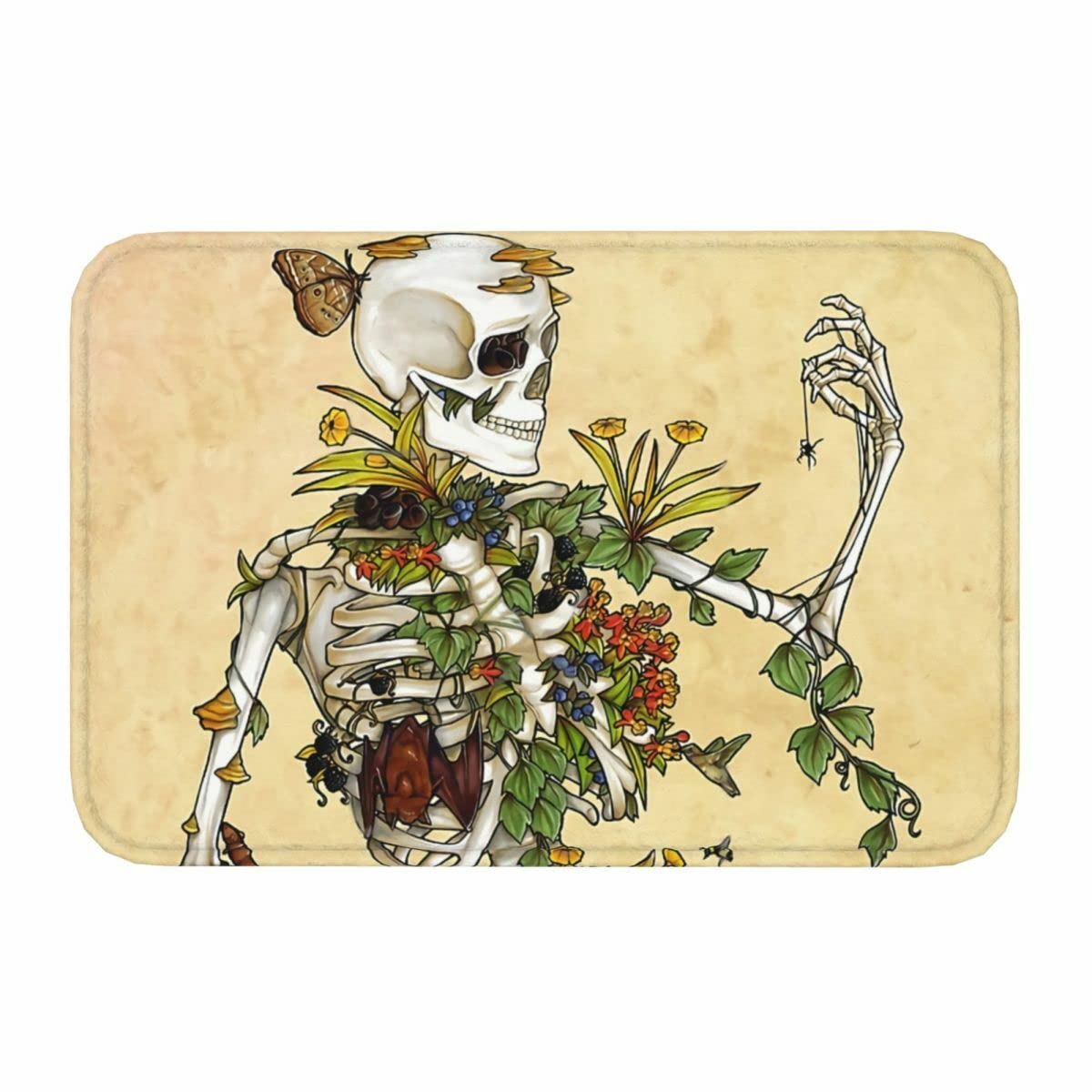 Art Anti-Slip Doormat Living Room Mat Bones and Botany Balcony Carpet Entrance 36x24 Inch