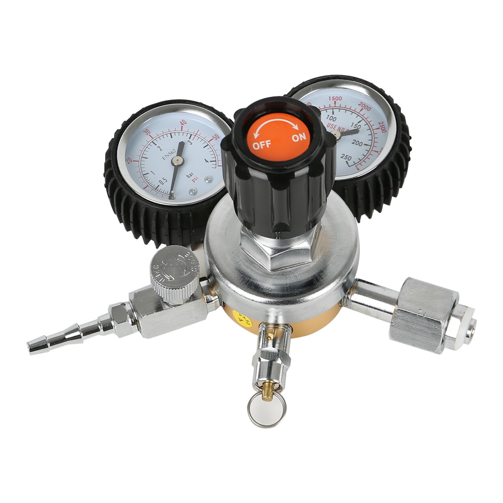 Druckminderer Druckregler CO2, Druckminderer Dual Manometer W21.8 R134A A/C Doppelmanometer-Regler Für Bierbrauen, Bierzapfanlage