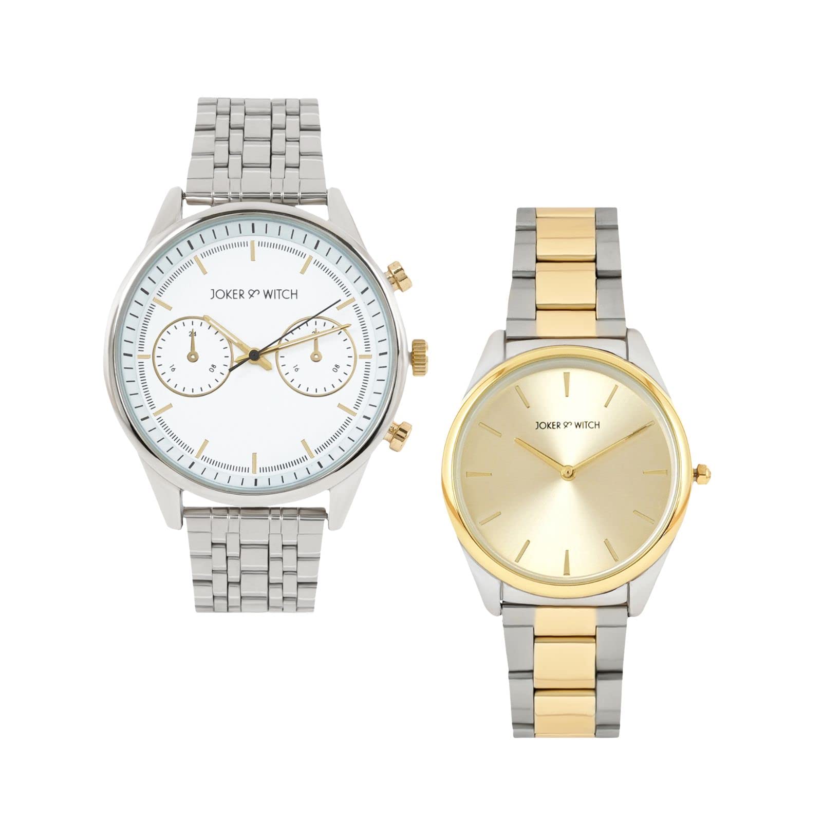 Joker & Witch Stainless Steel Harry & Megan Couple Analogue Watches, White Dial, Silver Band (B0BVB572QT) Amazon Price History, Amazon Price Tracker