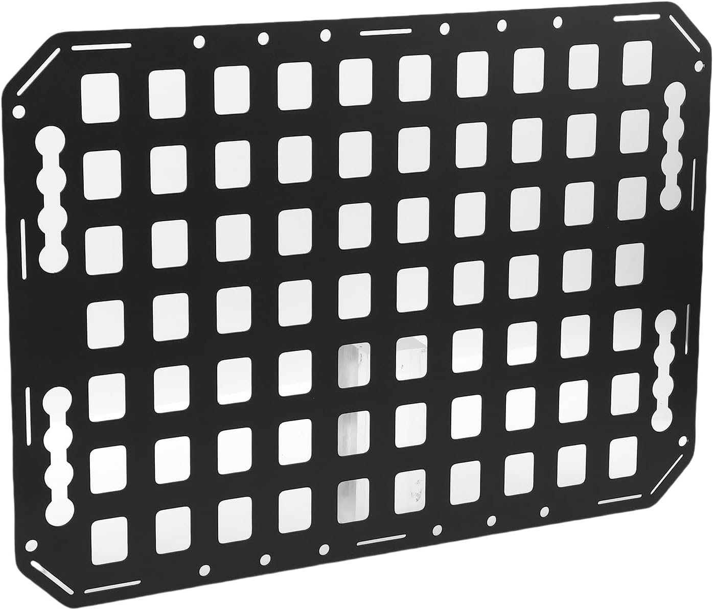 Truck Molle Panel, 390x533x2mm Aluminum L Track Storage Panel, Modular Vehicle Organizer with Touch Fastener Straps Elastic Cord for Cars SUVs Pickup Trucks RVs Trailers Camping