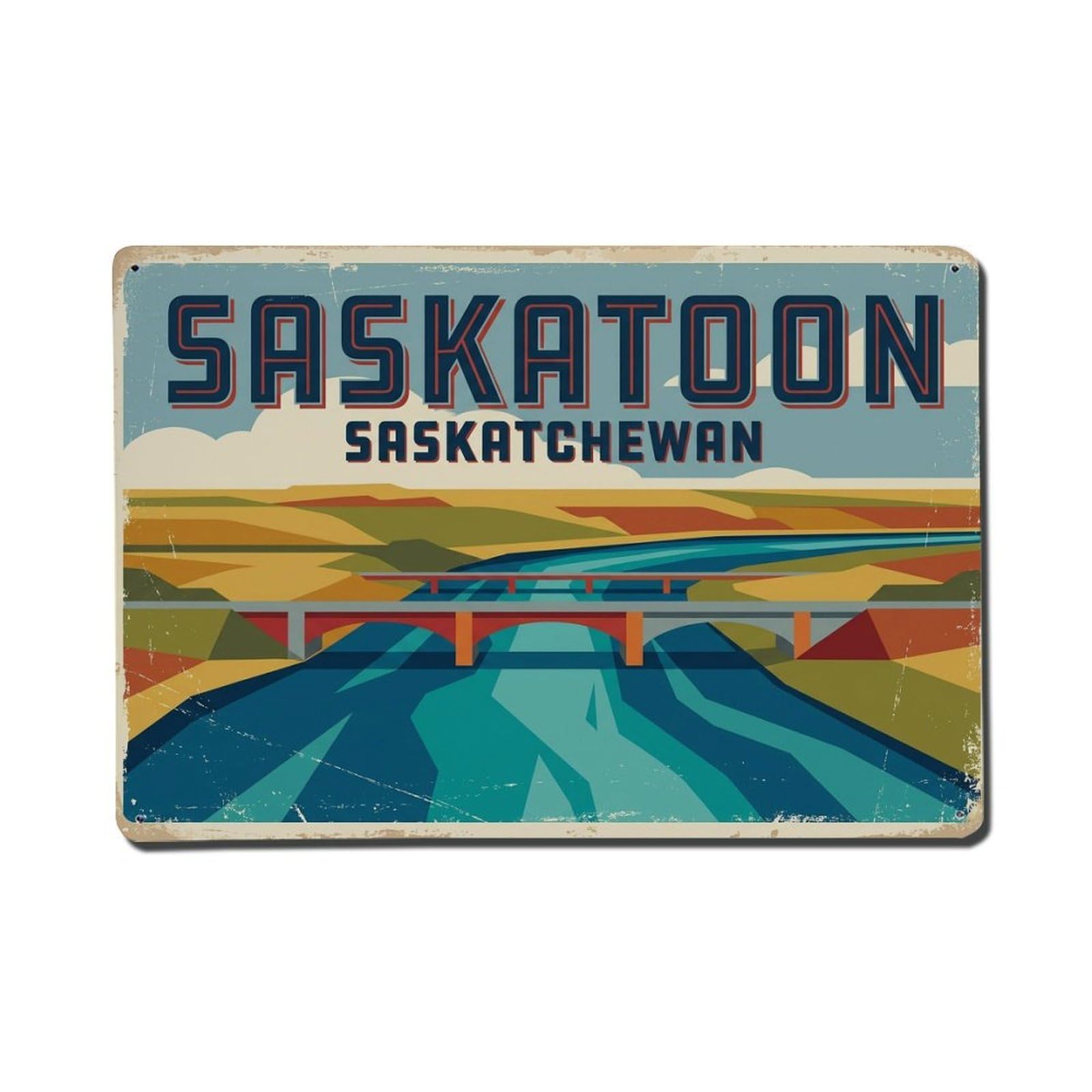 Cxhjca 8X12inch(20X30cm) Vintage Travel Canada Saskatoon Metal Tin Sign