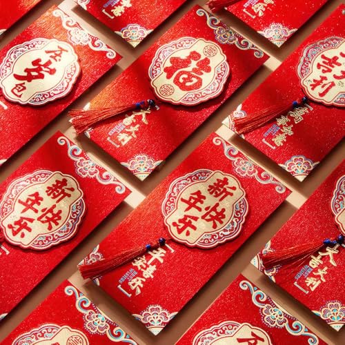 Envelopes vermelhos de 8 peças Ano Novo Chinês da Cobra Hong Bao 2025 Envelopes de Dinheiro da Sorte