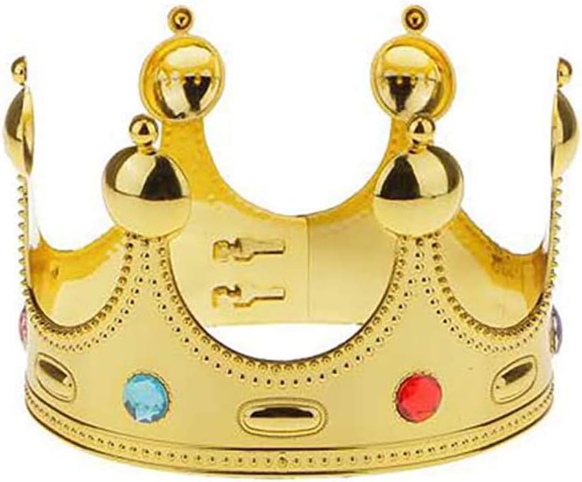 Party Time King Crown Prince Costume Accessory Birthday Party Decorations For Kids (Gold)