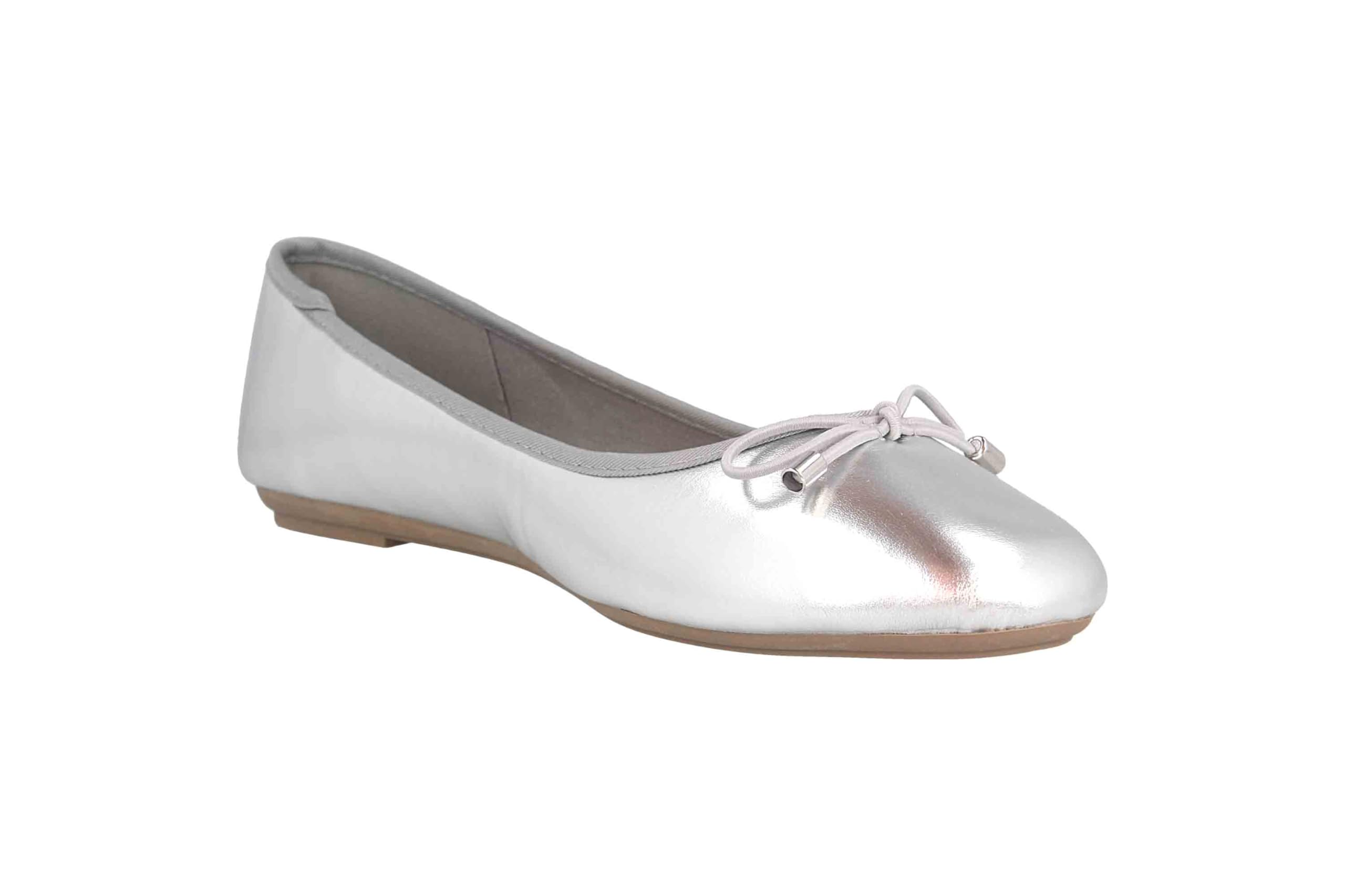 Donne Ballerine Claudia Finta Pelle Look Metallico con Fiocco (EU,)
