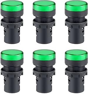 Tool parts 6Pcs AC/DC 110V Indicator Lights - for Green LED - Flush Panel Mount 7/8
