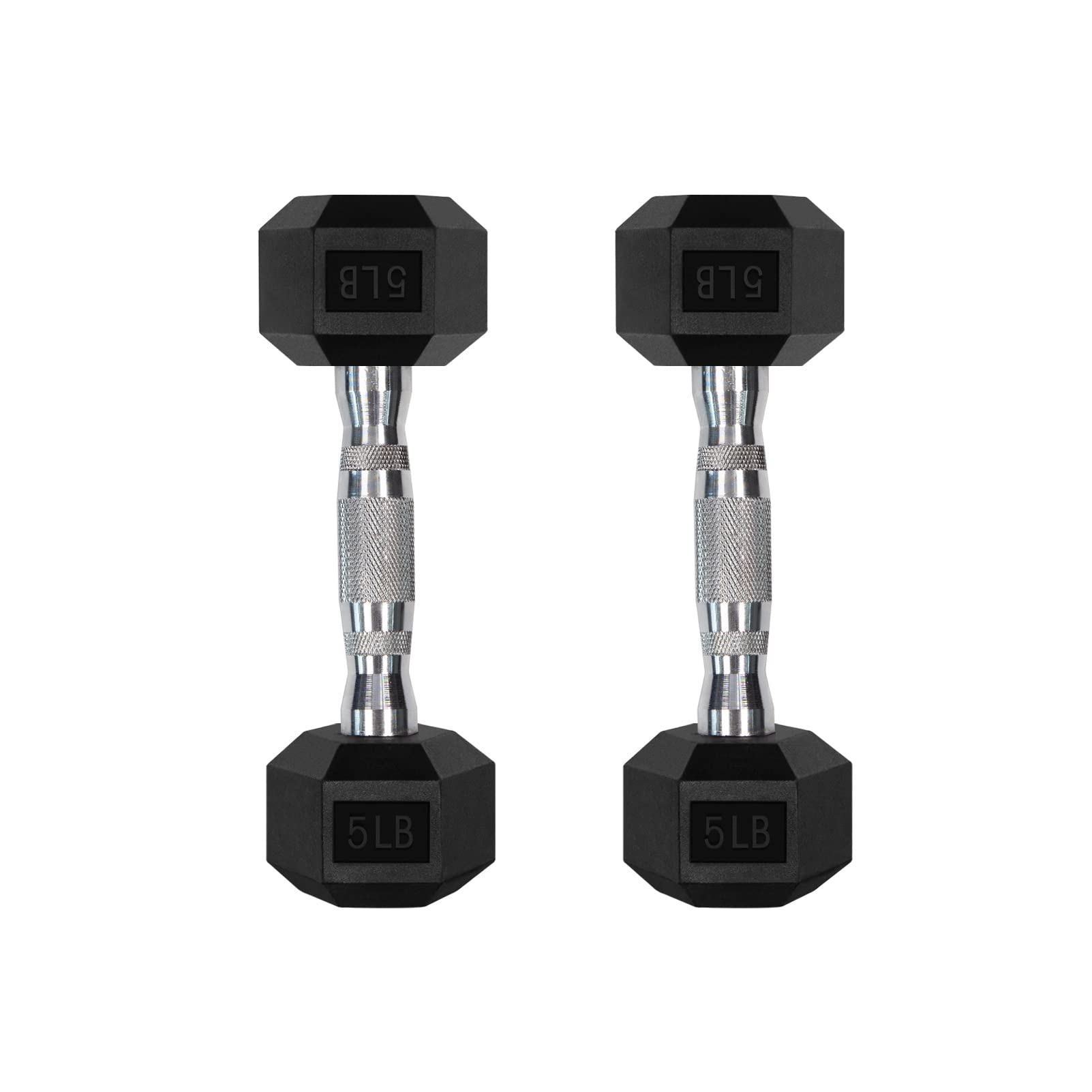 RitFit 5LB Dumbbells Set of 2 Rubber Encased Dumbbell Sets with Optional Rack for Home Gym, Coated Hand Weights for Strength Training, Workouts