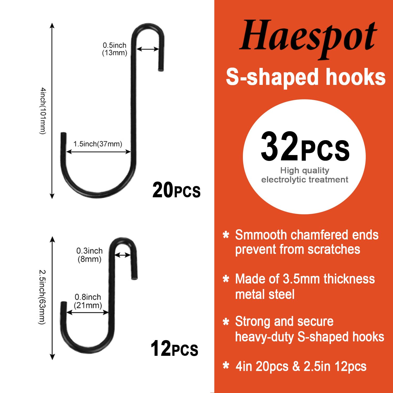 32 Pack S Hooks - Heavy Duty Black -2