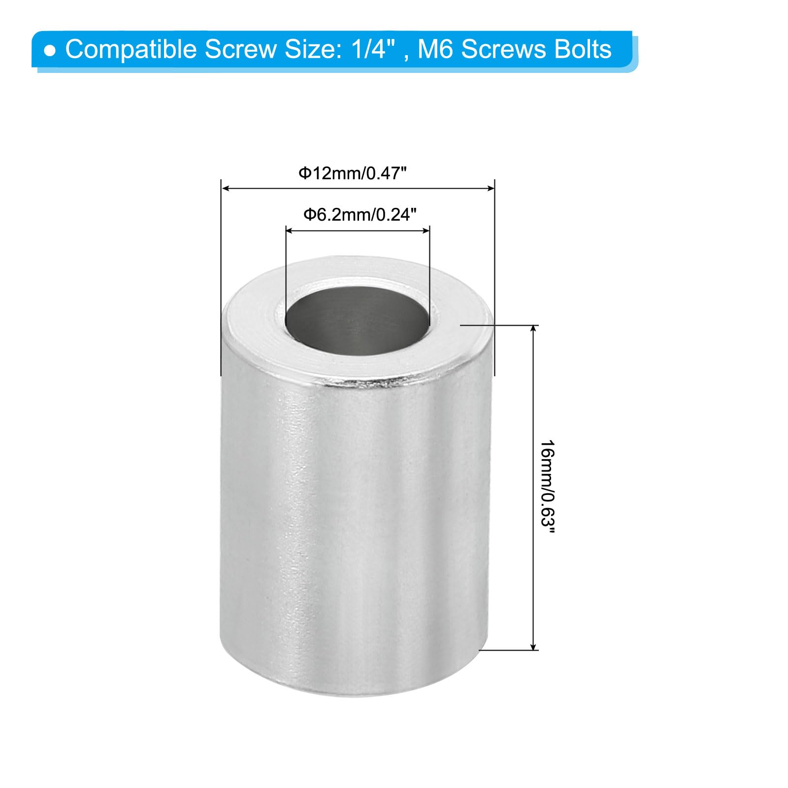 PATIKIL Separadores De Aluminio M6 5 Piezas Separadores