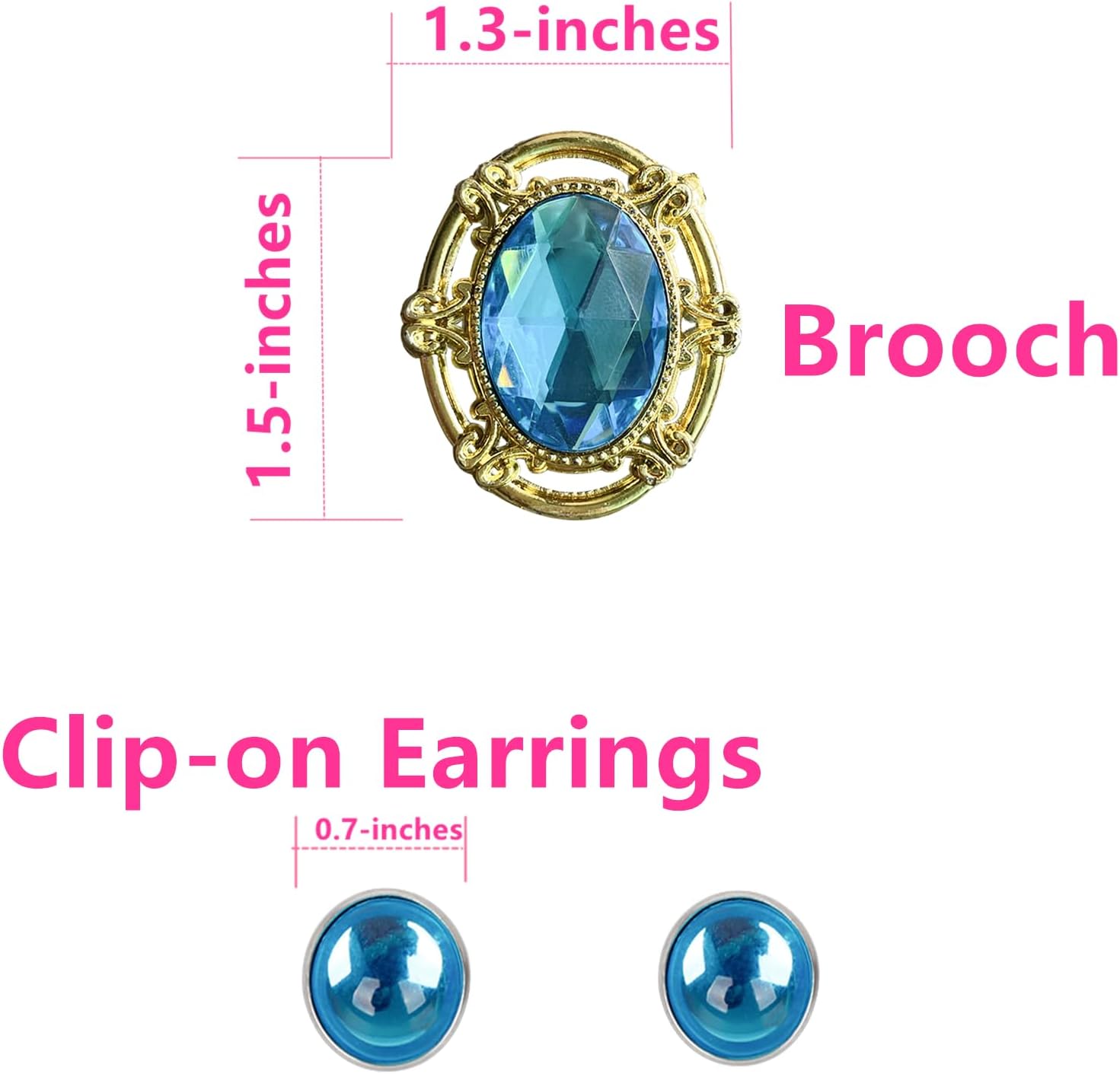 Princess Crown Accessories Kit 4 PCS Set for Women Princess Costume (Tiara Crown/Earrings/Brooch/Glove) - Image 5