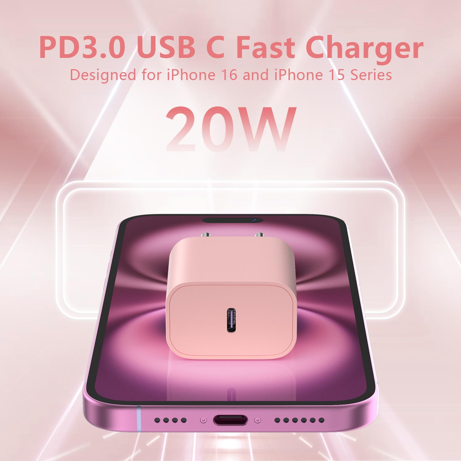 Chargeur Usb C 20W Avec Cable 1M Prise Usb C Chargeur Rapide 2Porte Pd