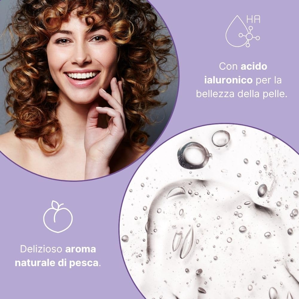 SWISSE Beauty - Acido Ialuronico Gummies, Integratori Donna e Uomo, 40 Pastiglie Gommose, Integratore Alimentare, Gusto Pesca, Adatto per Alimentazione Vegana