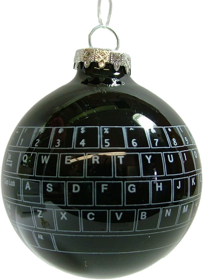New Glass Black Keyboard Bulb I.T Computer Geek Nerd Gamer Christmas Tree Ornament