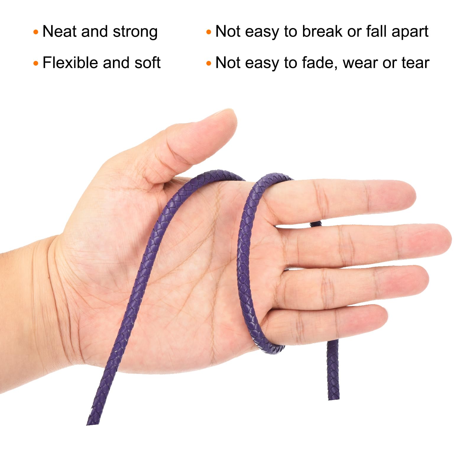 sourcing map Braided Leather Cord, 4mm Round Braided Faux Leather Necklace Cord Bolo Tie String 2 Yard for Jewelry Making Necklace Crafts Beading Braiding 13 - Image 4