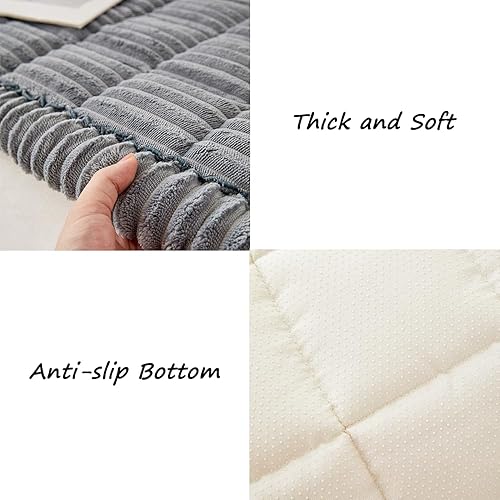 Miniatura 5 de Funda de sofá para perros, lavable, mullida, apta para mascotas, apta para mascotas, funda de sofá antideslizante (azul y gris, 23.6 x 47
