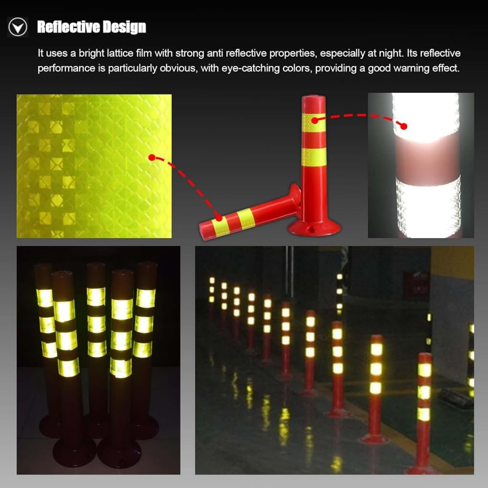 Bolardo de seguridad vial, delimitador flexible con franjas reflectantes, barrera vial de plástico de 75 cm para control y gestión del tráfico - Verde