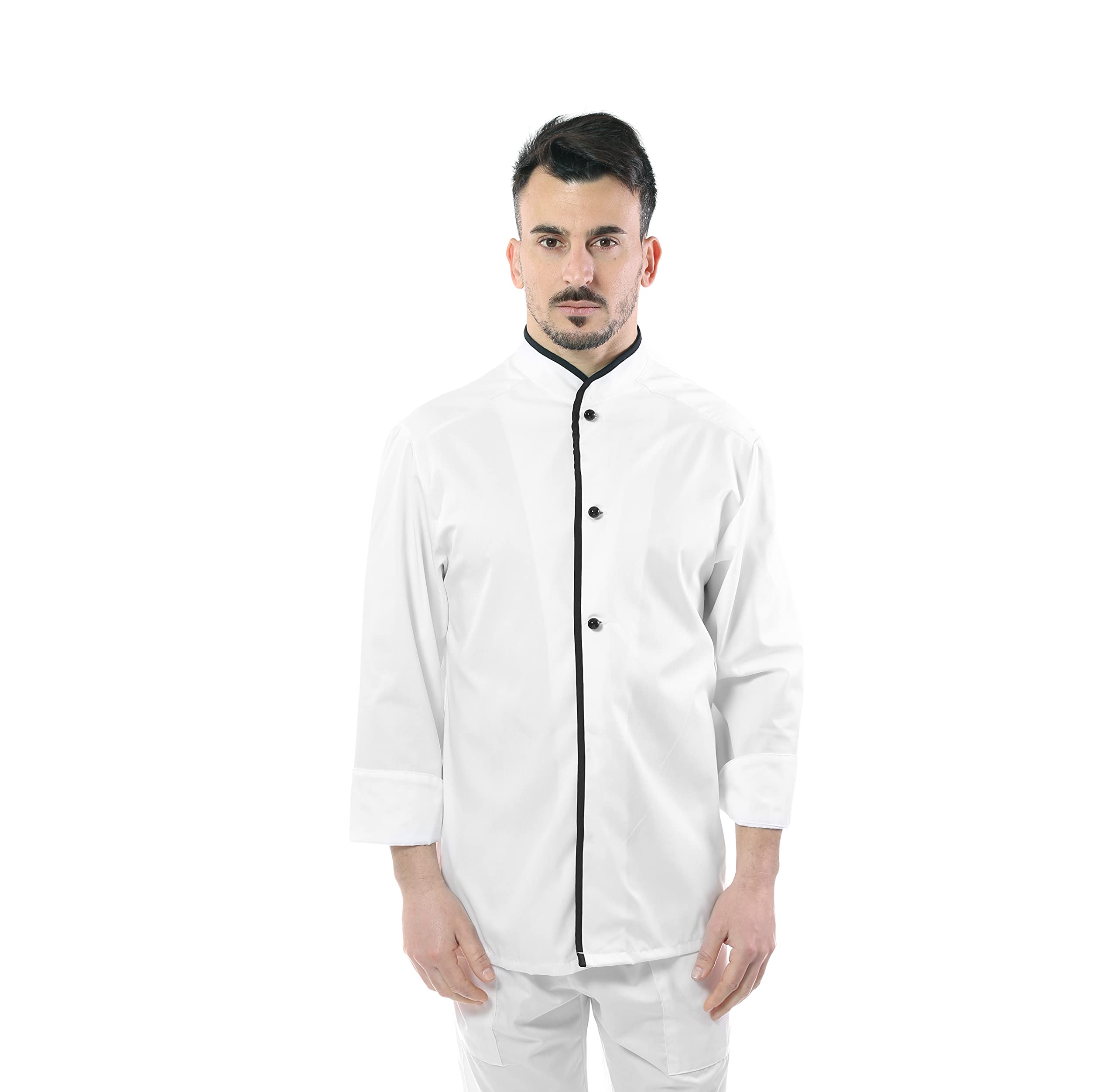 Chaqueta de cocinero para hombre - Blanca - Japo - Casaca Chef - Uniforme personalizable para cocina y restaurante - Fabricado en Italia
