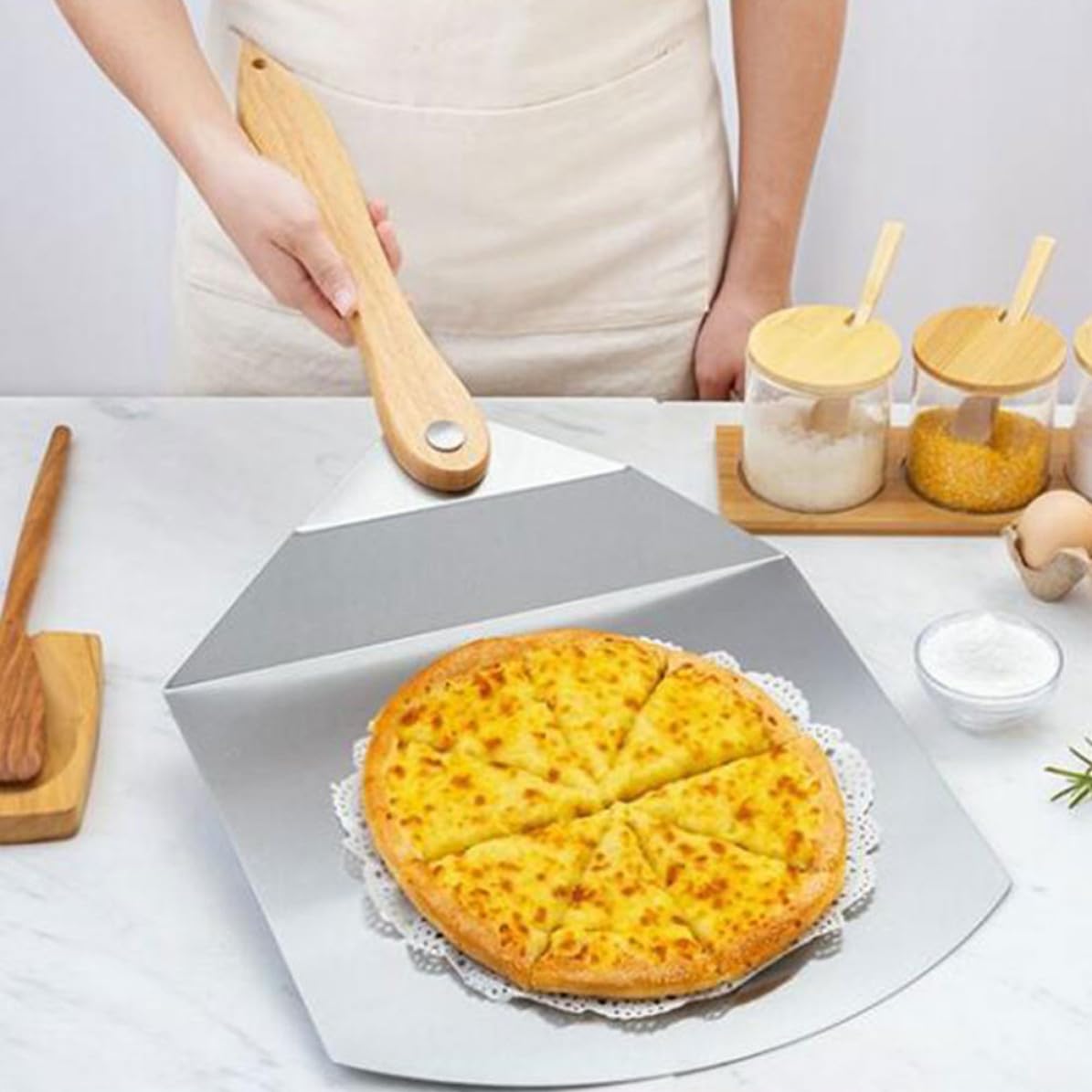 Spatola Foro Pieghevole Inox Legno per Acciaio e Pizza