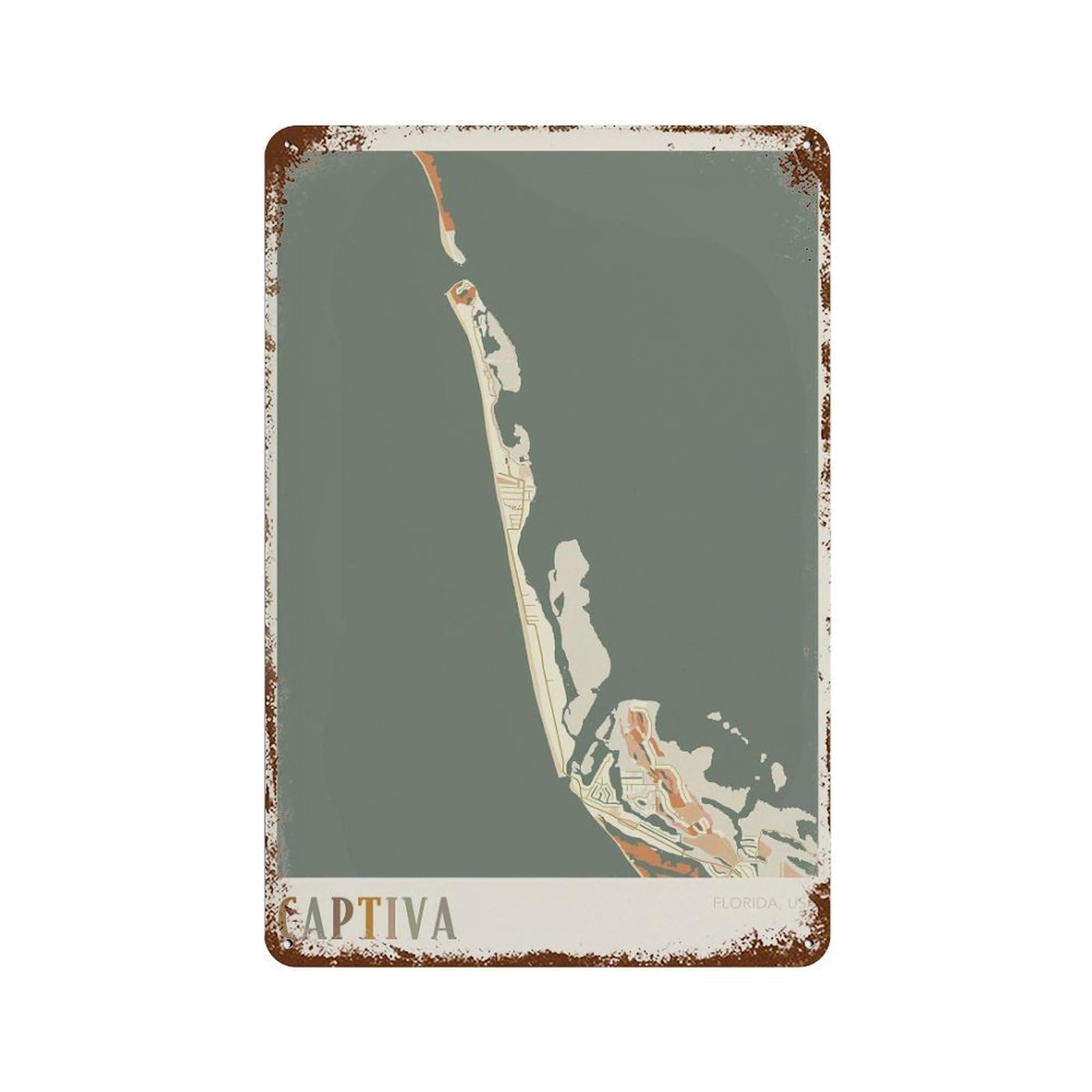 xiaoxiaoshen Captiva Map Florida Travel Gift Boho (2) Wall Decor Art Metal Tin Poster Modern Home Decor Art Home Bar Shop Decorations Vintage Sign 30x20cm