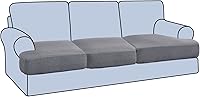 H.VERSAILTEX 3-Piece Stretch T-Cushion Sofa Slipcovers, Thicker Jacquard Fabric with Elastic Bands, Dove Gray for 3-Cushion Couches