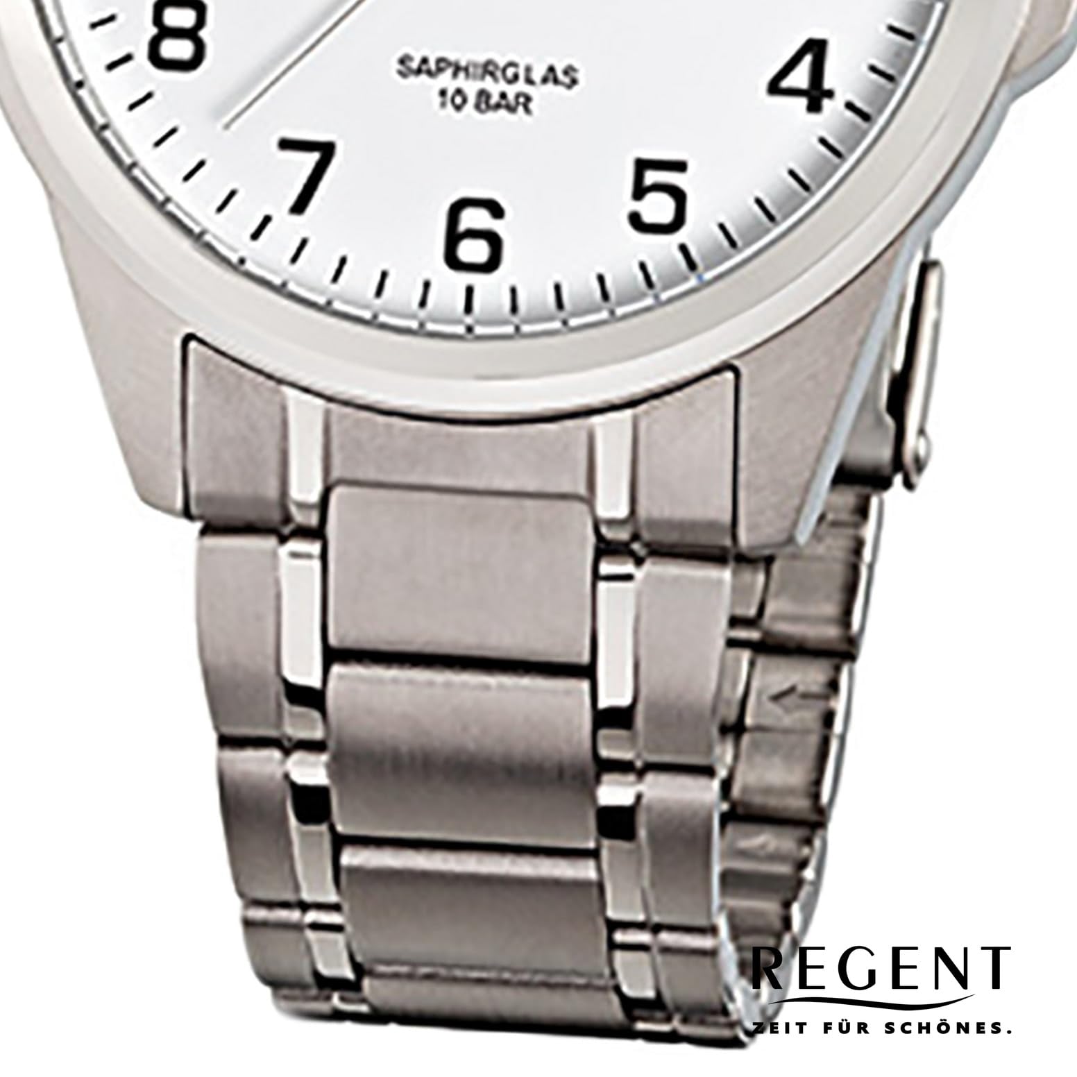 Regent Herren-Armbanduhr Elegant Analog Titan-Armband silber Quarz-Uhr URF925