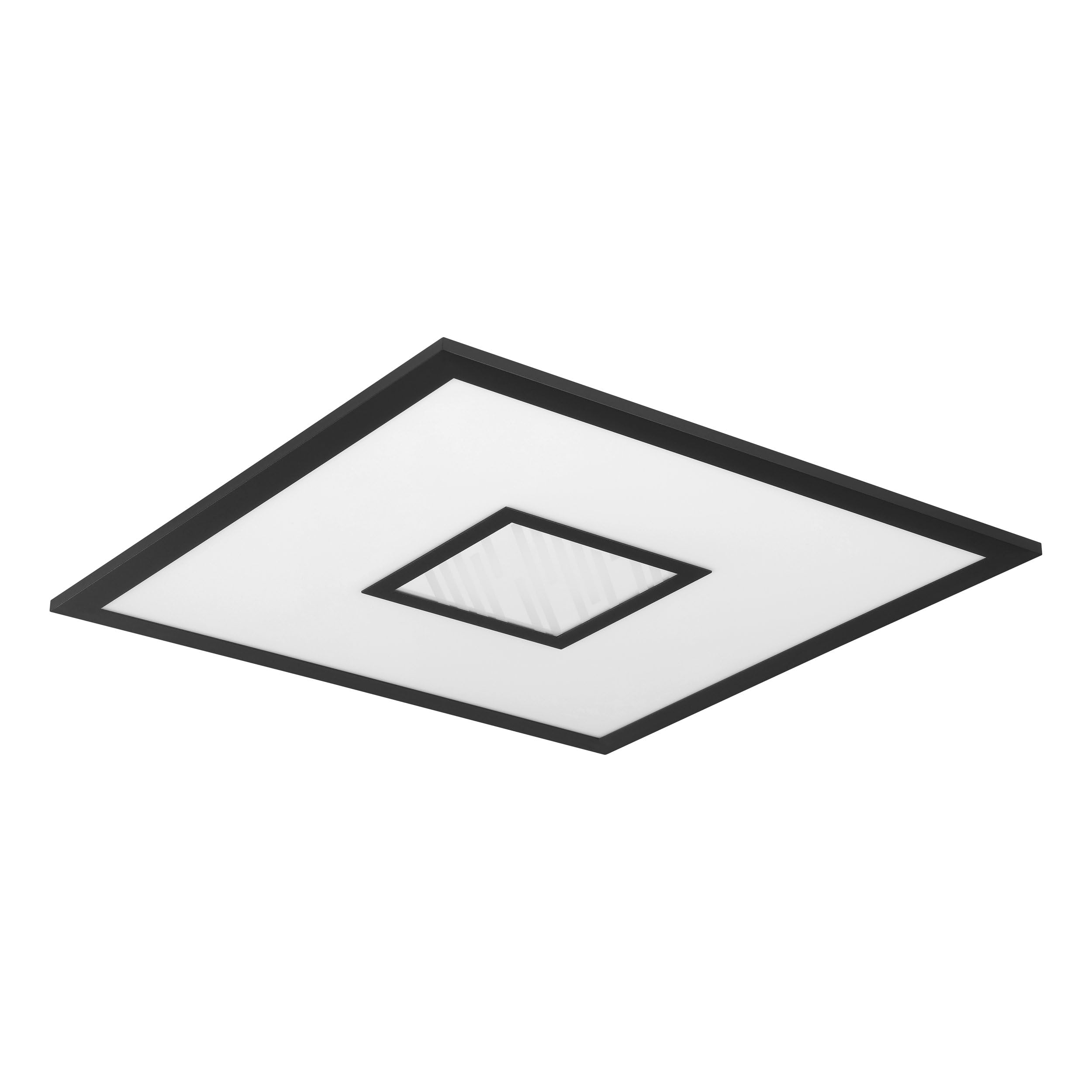 Eglo LED plafón Bordonara, luz regulable con mando a distancia, lámpara | de techo cuadrada metálica negro y plástico blanco, iluminación blanco-cálido – blanco-frío, RGB, 45x45 cm