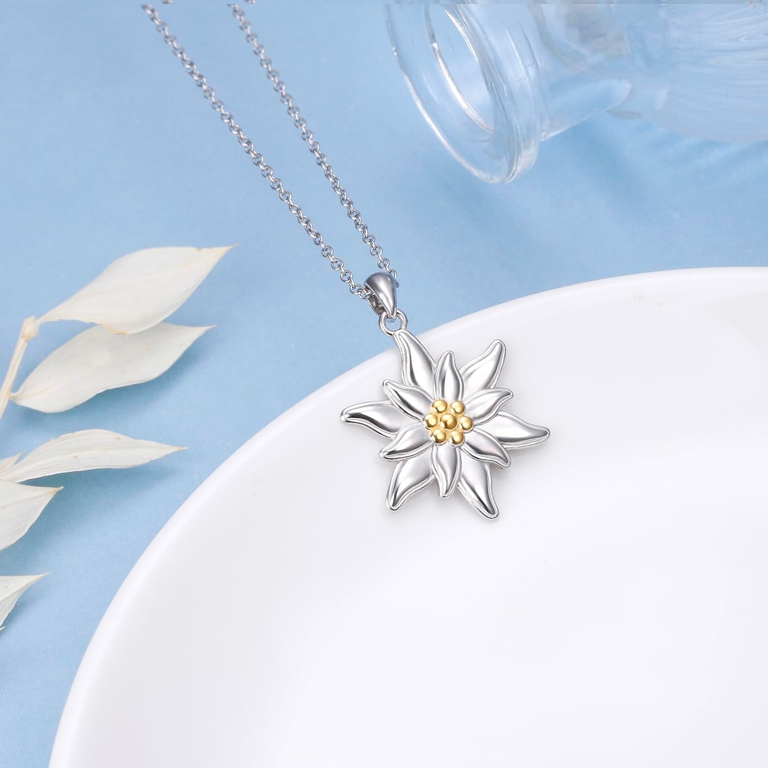 S925 Sterling Silver Floral Jewellery Flower Pendant Necklace for Women Birthday Gift - Image 3