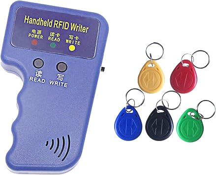 RFID Handheld id Copier RFID Smart id Card Duplicator Used for T5577 id keyfobs and Cards+5pcs T5577 Keychains
