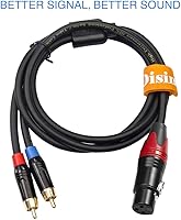 Vista 5 de Disino Cable de parche divisor Y XLR hembra a RCA dual, cable de interconexión estéreo de audio XLR hembra a 2 conectores RCA/Phono no balanceado