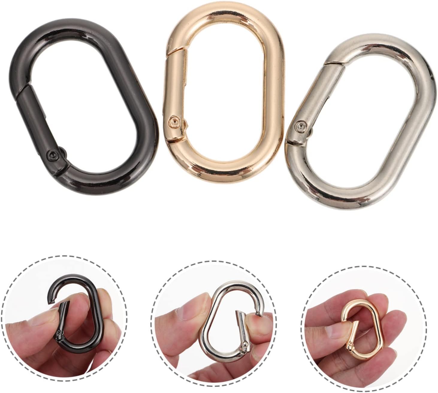 HEMOTON 6Pcs Zinc Alloy Spring Snap Hooks for Keychains Sturdy Key Spring Clips Heavy Duty Trigger Buckle for DIY Accessories for Bags and Purse