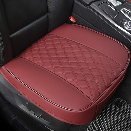 Black Panther 1 Piece PU Car Seat Cover Front Seat Protector Compatible with 90% Vehicles,Embroidery,Anti-Slip & Full Wrapping Bottom (W 21.26''×D 20.86”) (1Piece,Burgundy)