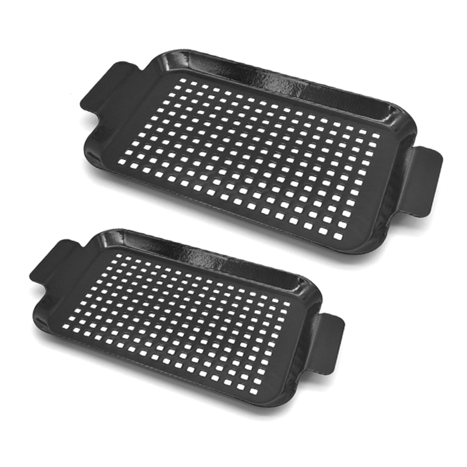 Mekalero Of 2 Grills Pans Rapid Heat Distribution Nonstick Coating for Outdoor Cooking Camping BBQ Accessories Portable BBQ Grills Pan Black