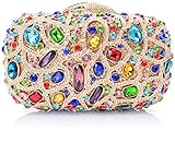 MOSSMON Luxury Crystal Clutch Rhinestones Evening Bag (Gold/colorful)